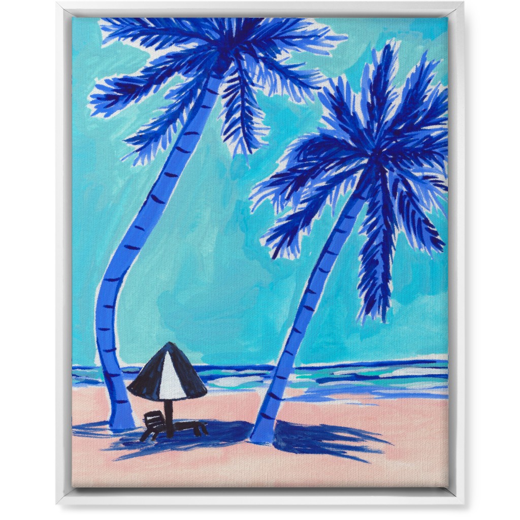 Beach Side - Blue and Beige Wall Art, White, Single piece, Canvas, 16x20, Blue