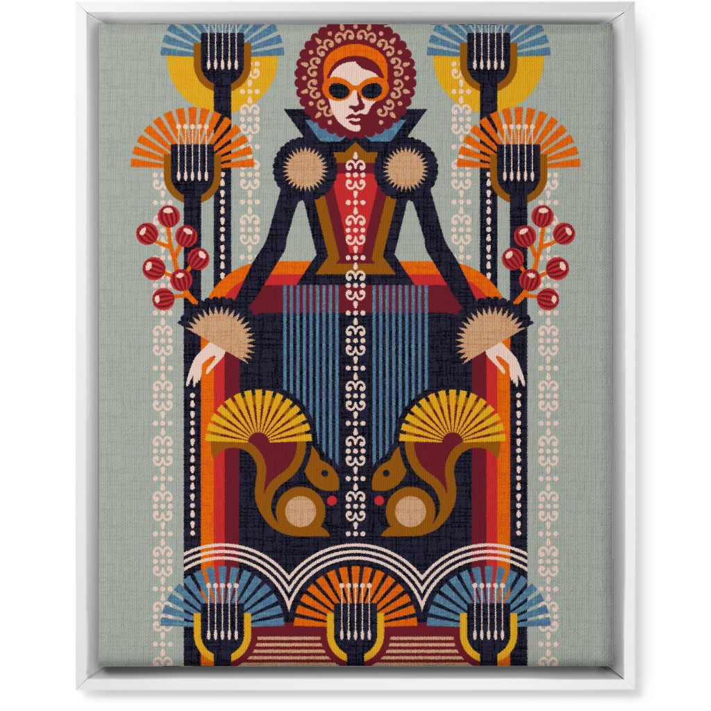 Folk Art Lady - Multi Wall Art, White, Single piece, Canvas, 16x20, Multicolor