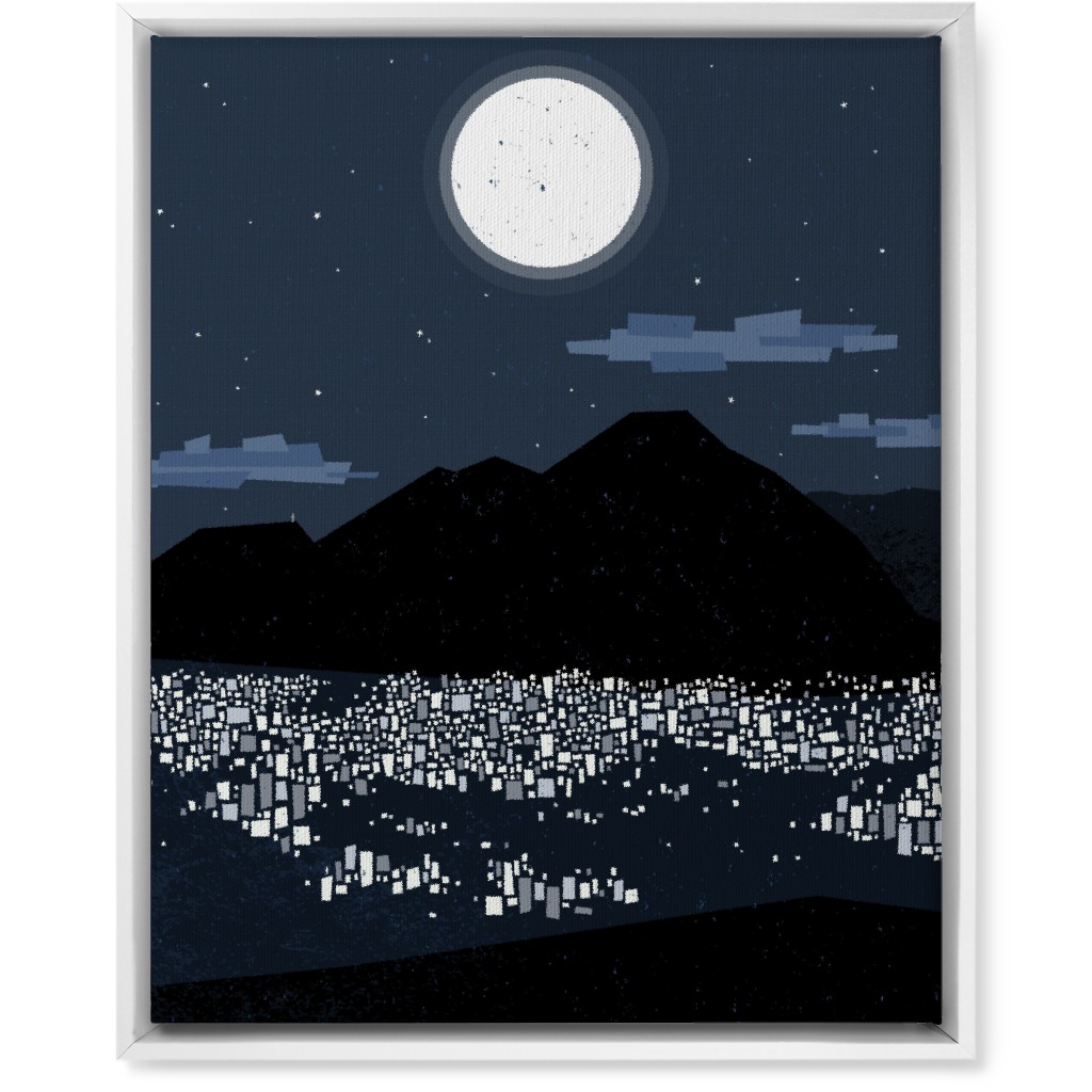 Caracas At Night - Navy Wall Art, White, Single piece, Canvas, 16x20, Blue, True Blue