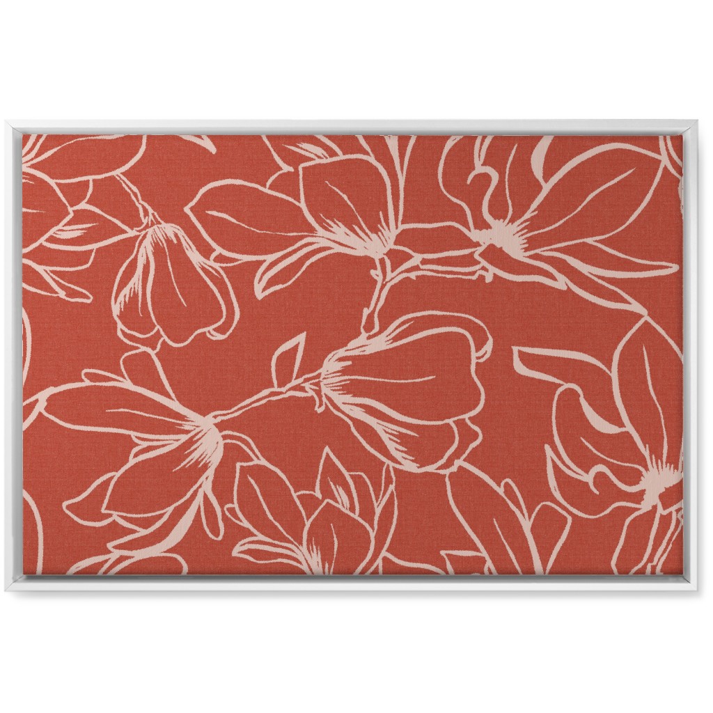 Magnolia Garden Wall Art, White, Single piece, Canvas, 20x30, Red, Fawn