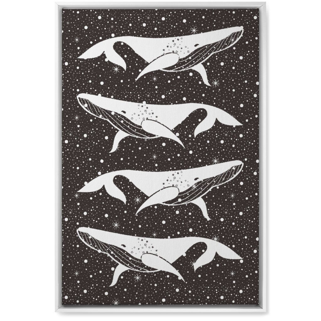 Galaxy Whales Wall Art, White, Single piece, Canvas, 20x30, Black