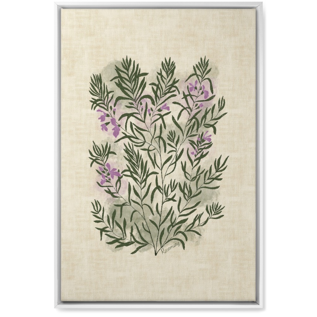 Rosemary - Botanical Illustration Wall Art, White, Single piece, Canvas, 20x30, Beige, Pearl
