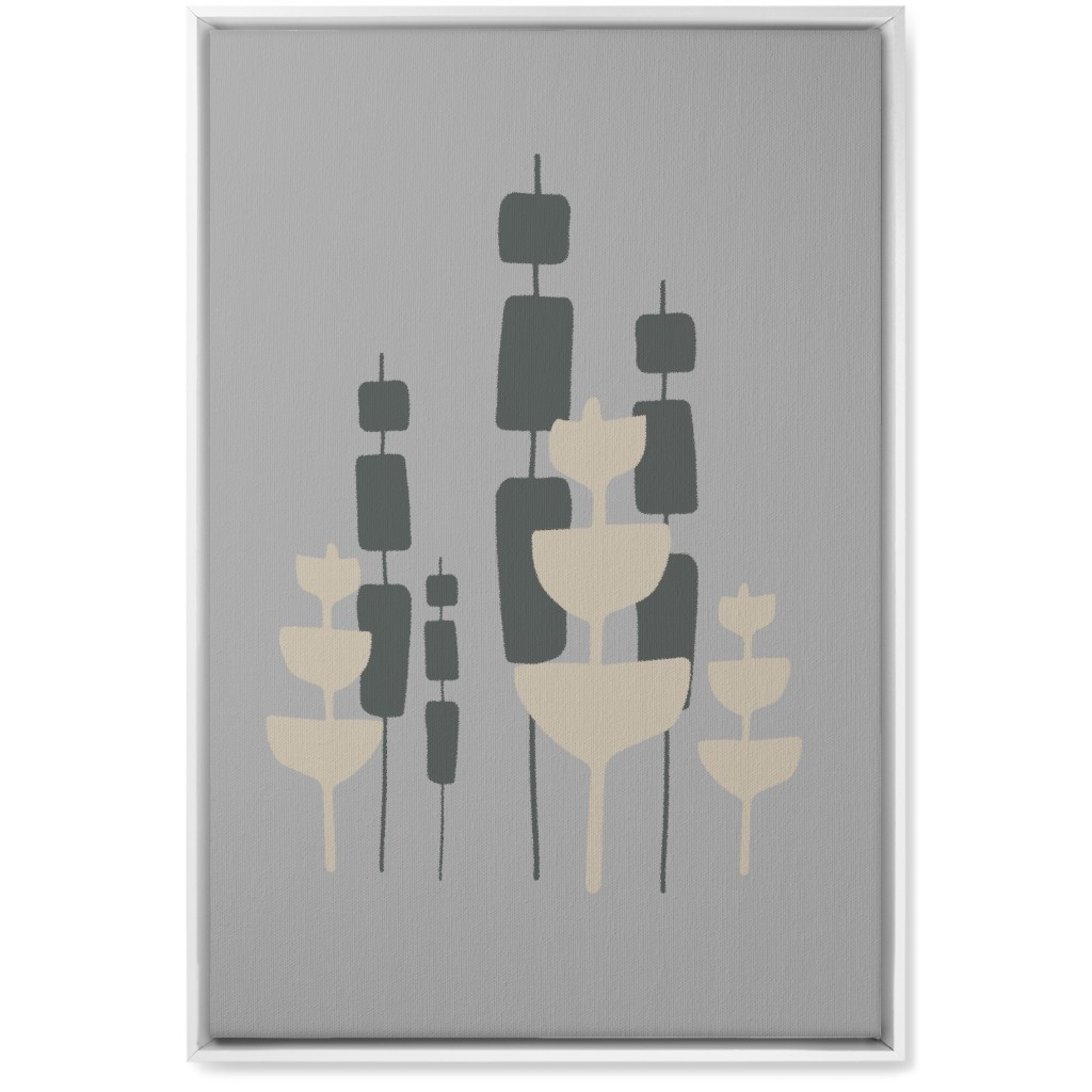Cattail & Pods Wall Art, White, Single piece, Canvas, 20x30, Gray