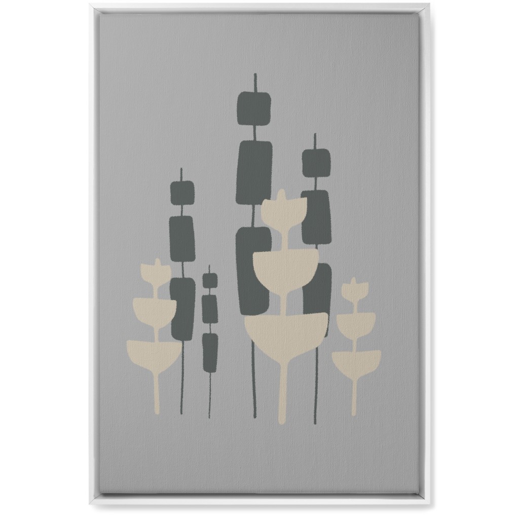 Cattail & Pods Wall Art, White, Single piece, Canvas, 20x30, Gray, Iron