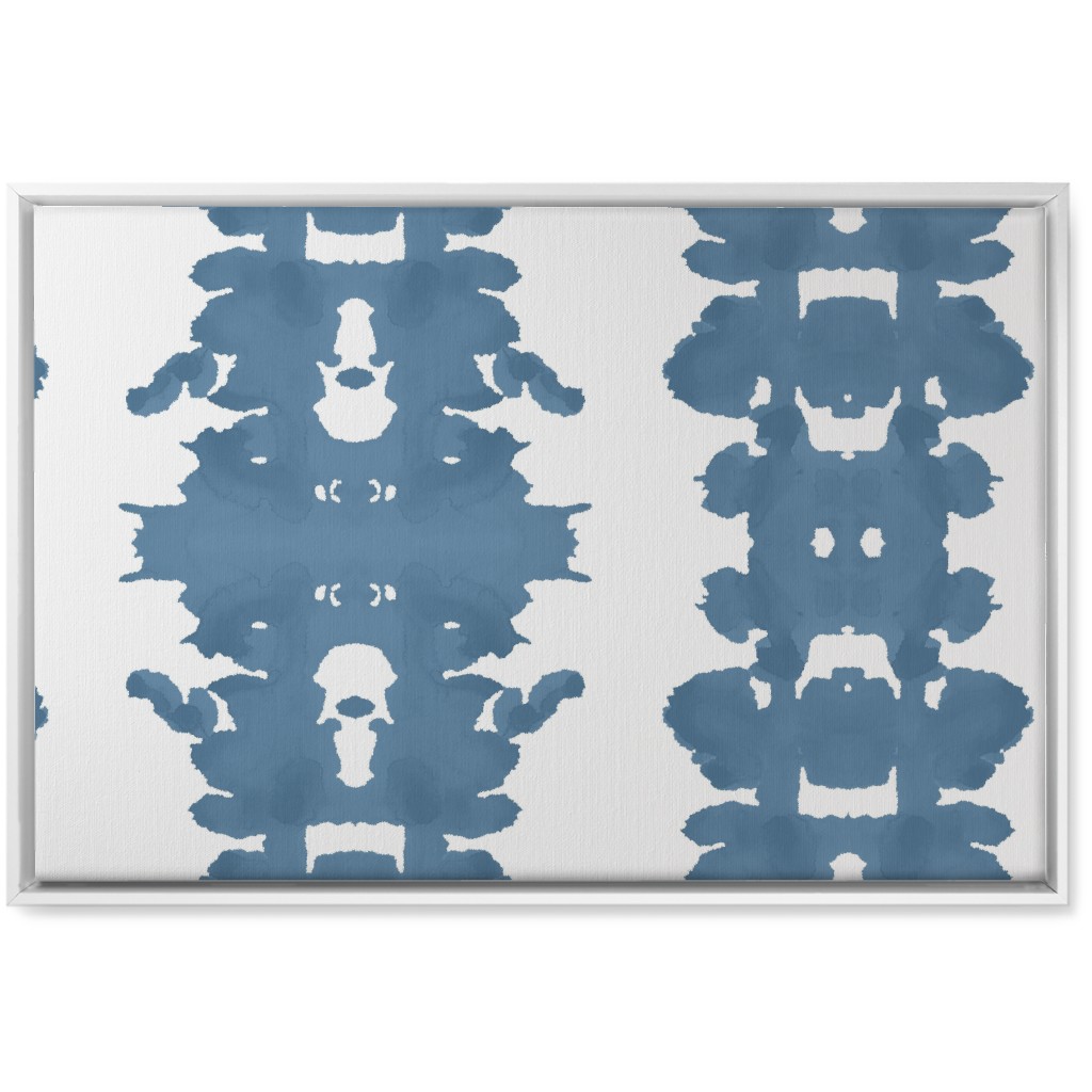 Double Inkblot - Blue Wall Art, White, Single piece, Canvas, 20x30, Blue, True Blue
