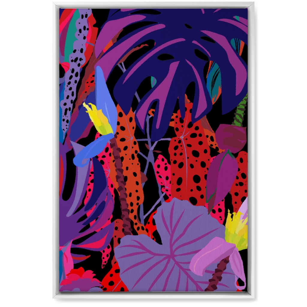 Neon Night Tropical Garden - Purple Wall Art, White, Single piece, Canvas, 20x30, Purple