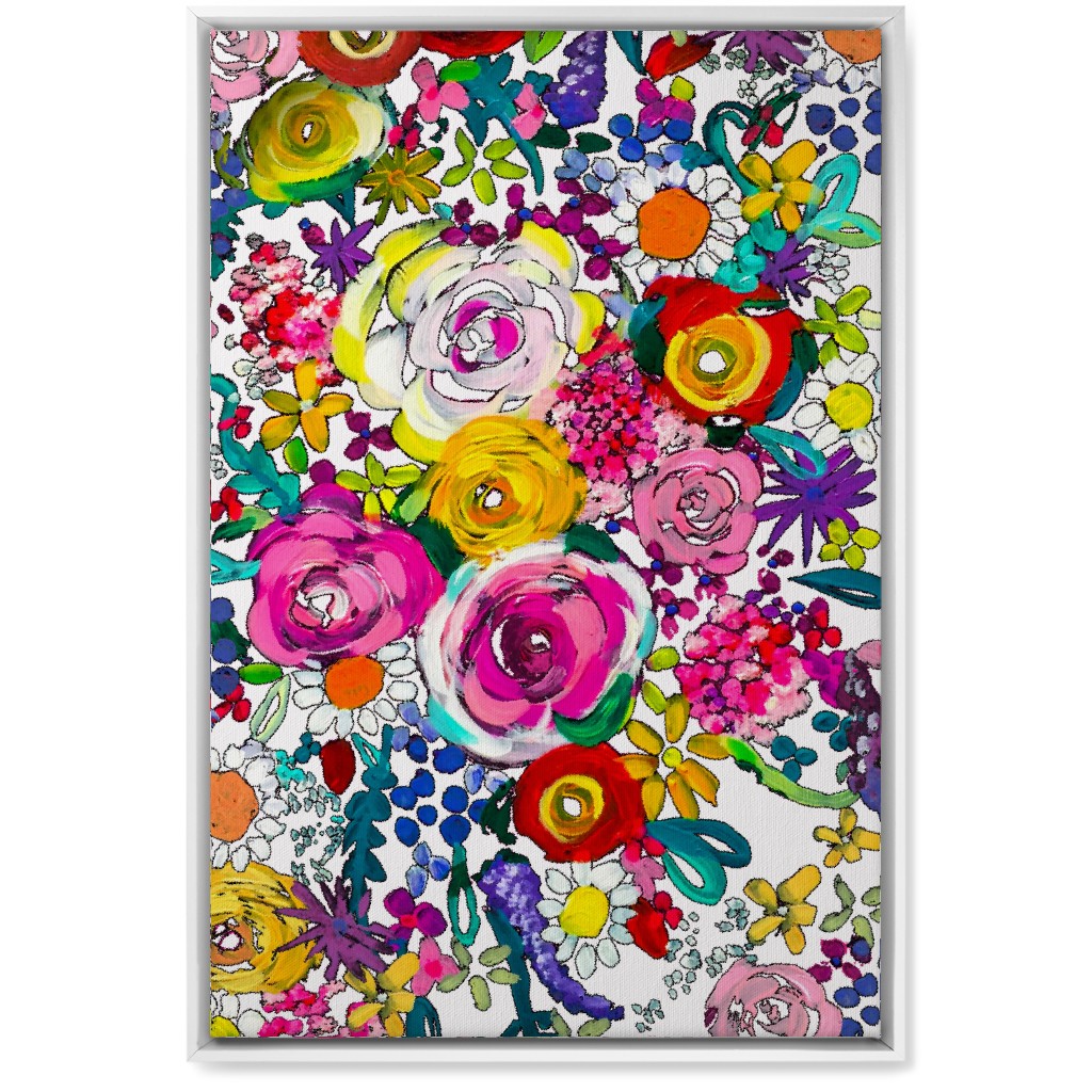 Les Fleurs Floral Painting Wall Art, White, Single piece, Canvas, 20x30, Multicolor