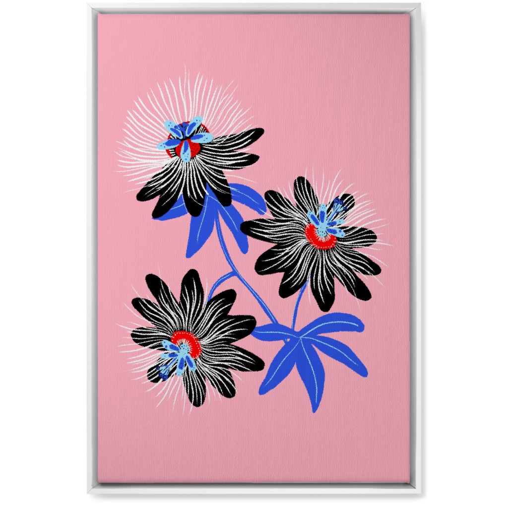 Passion Flower - Multi on Pink Wall Art, White, Single piece, Canvas, 20x30, Pink, Bright Pink