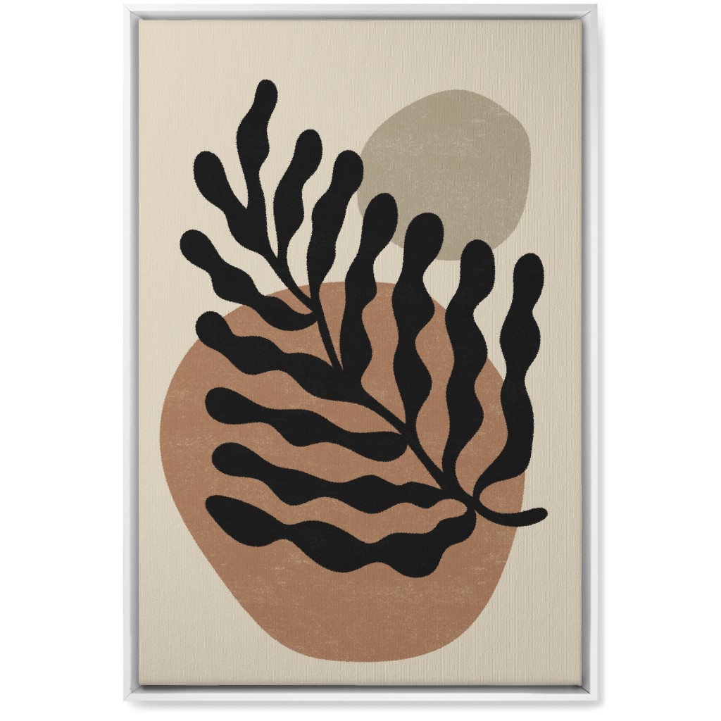 Abstract Leaf - Neutral Wall Art, White, Single piece, Canvas, 20x30, Beige