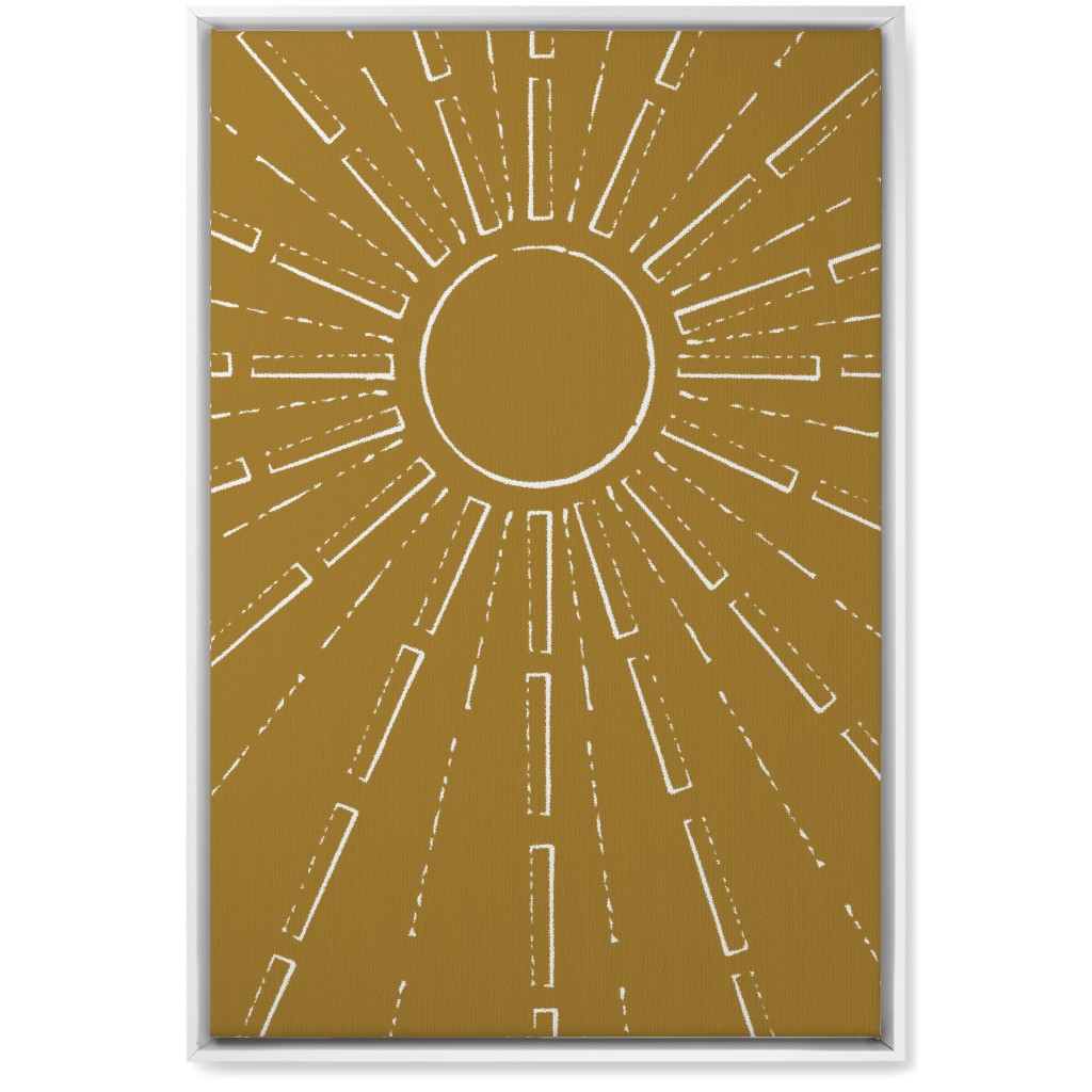 Midcentury Burst Wall Art, White, Single piece, Canvas, 20x30, Yellow