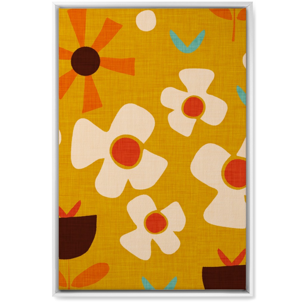 Groovy Flowers Wall Art, White, Single piece, Canvas, 20x30, Multicolor, Amber