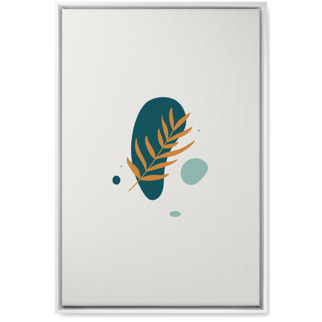 Shapes and Fern Leaf V Wall Art, White, Single piece, Canvas, 20x30, Green