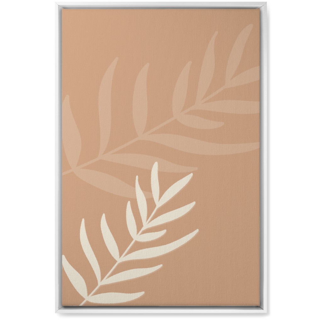 Fern Leaves in Neutral Earth Tones Wall Art, White, Single piece, Canvas, 20x30, Orange, Tan