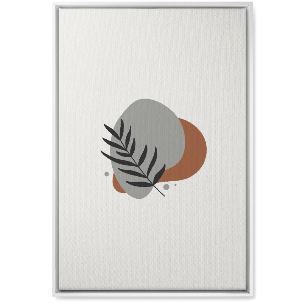 Shapes and Fern Leaf Vi Wall Art, White, Single piece, Canvas, 20x30, Brown