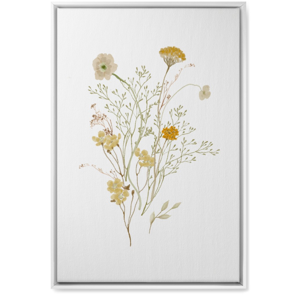Picked Wildflowers - Yellow Wall Art, White, Single piece, Canvas, 20x30, Yellow