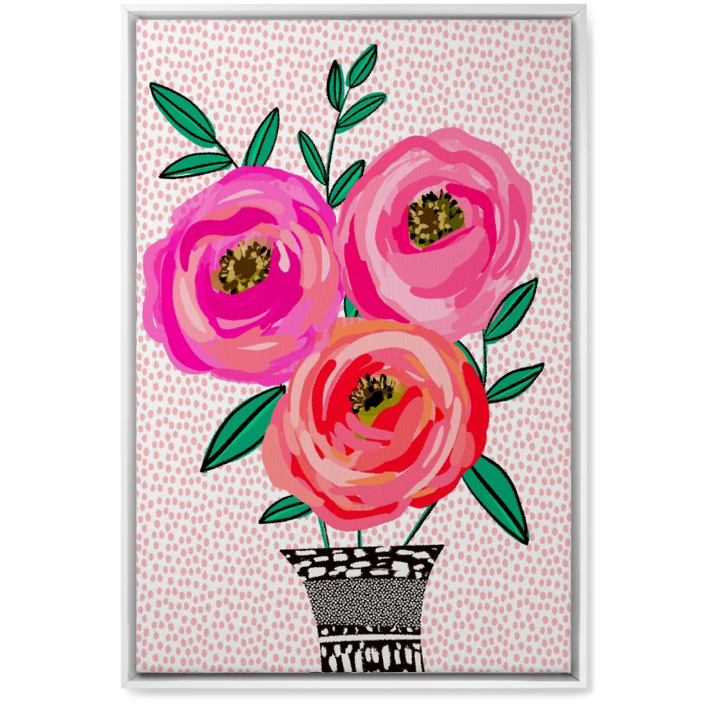 Happy Day Florals - Pink Wall Art, White, Single piece, Canvas, 20x30, Pink