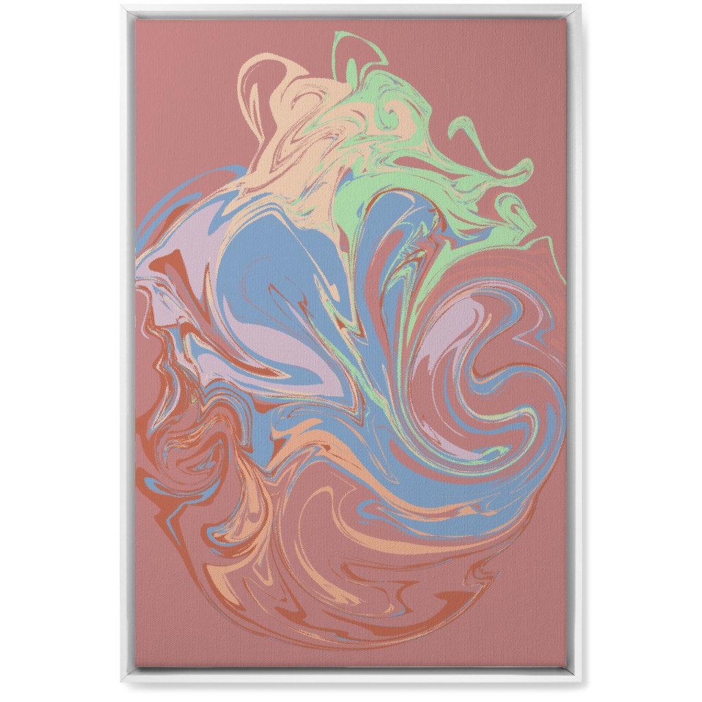 Abstract Marble Smoke Swirl - Multi on Pink Wall Art, White, Single piece, Canvas, 20x30, Multicolor