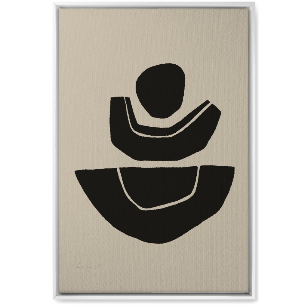 Geometric Abstract Stack Ii Wall Art, White, Single piece, Canvas, 20x30, Black