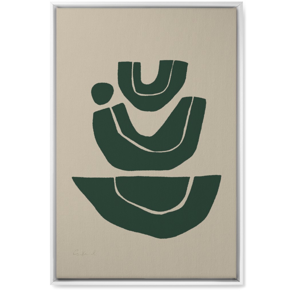 Geometric Abstract Stack Iii Wall Art, White, Single piece, Canvas, 20x30, Green, Seaweed