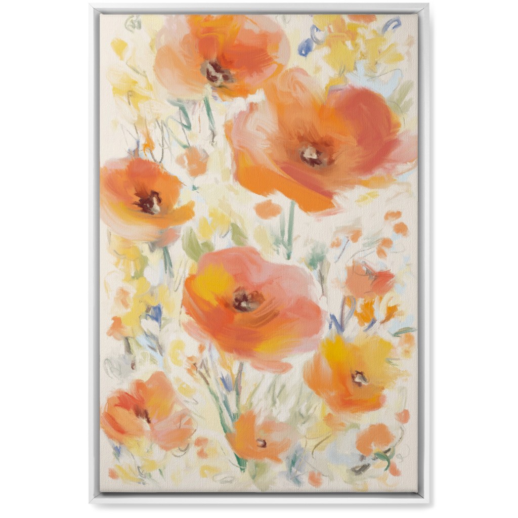 Field of Flowers - Orange Wall Art, White, Single piece, Canvas, 20x30, Orange