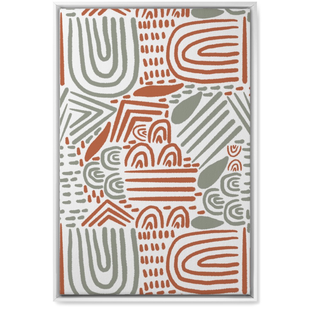 Modern Boho Abstract Shapes - Gray and Terracotta Wall Art, White, Single piece, Canvas, 20x30, Orange