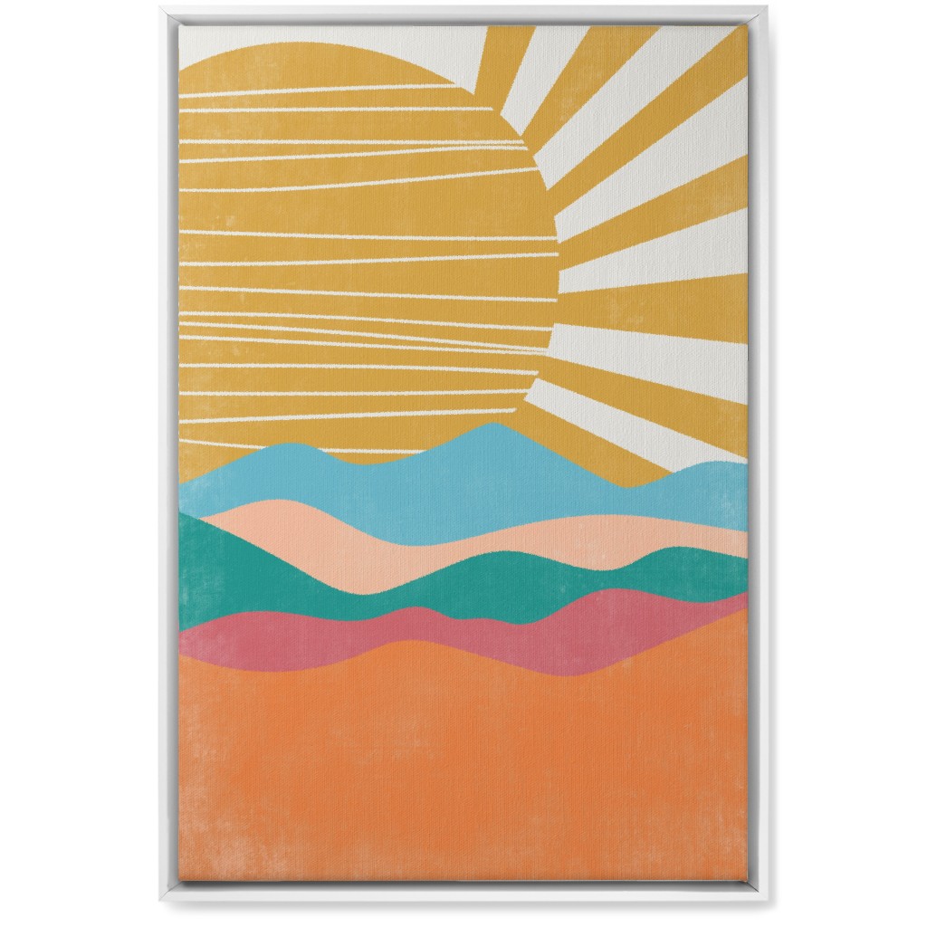 Flourish Abstract Sunrise - Multi Wall Art, White, Single piece, Canvas, 20x30, Multicolor