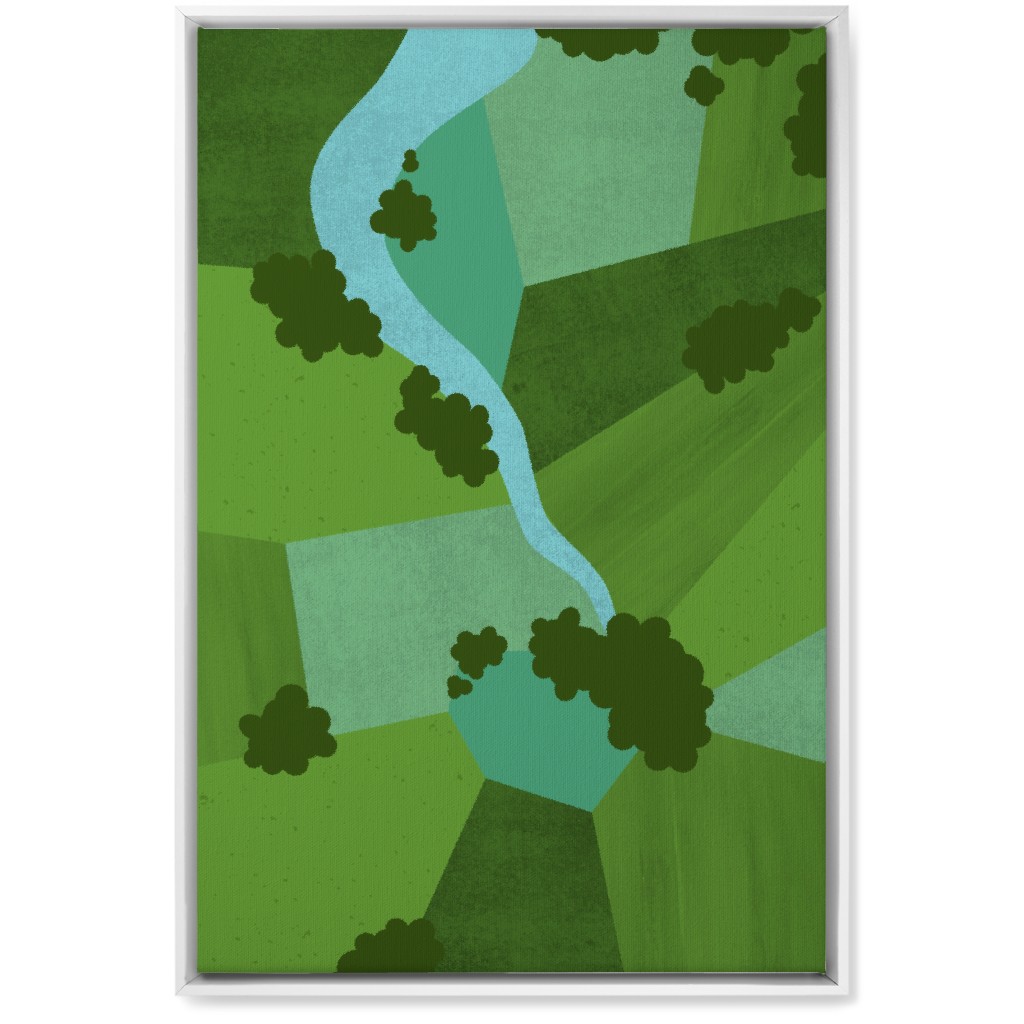 Patchwork Lands - Green Wall Art, White, Single piece, Canvas, 20x30, Green, Classic Green