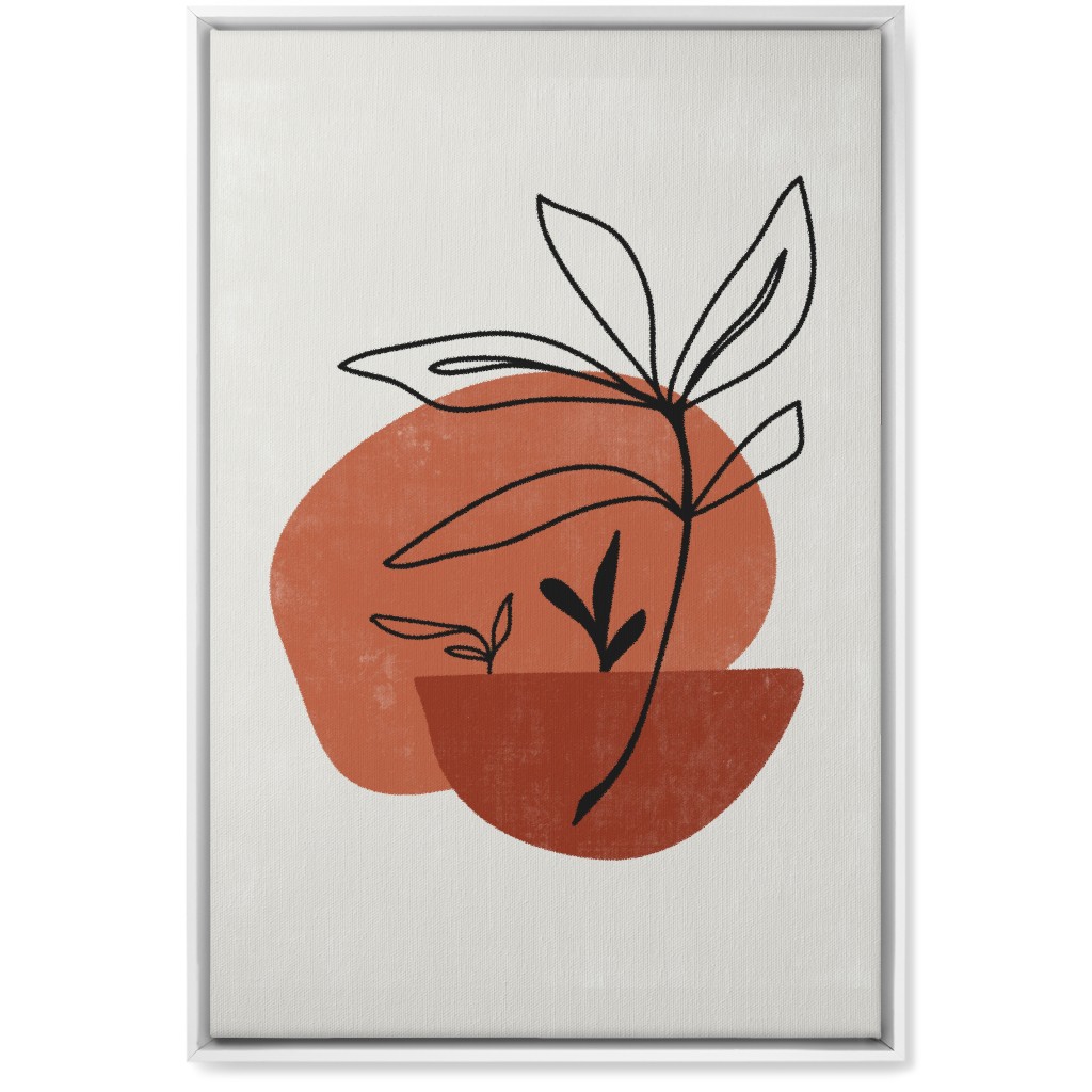 Abstract Leaf Sketch - Terracotta and Ivory Wall Art, White, Single piece, Canvas, 20x30, Brown, Brown