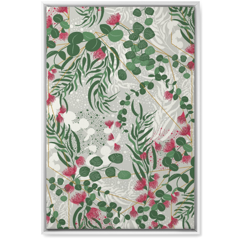 Eucalyptus - Green on Beige Wall Art, White, Single piece, Canvas, 20x30, Green, Classic Green