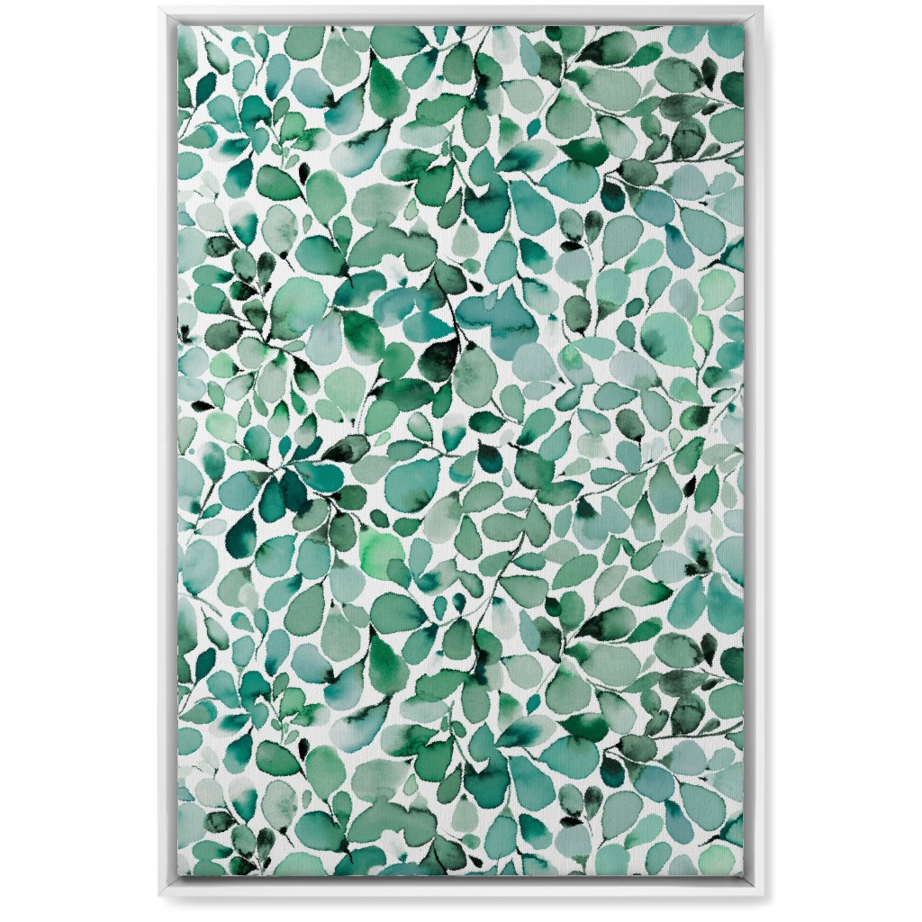 Little Leaves Eucalyptus Foliage - Green Wall Art, White, Single piece, Canvas, 20x30, Green