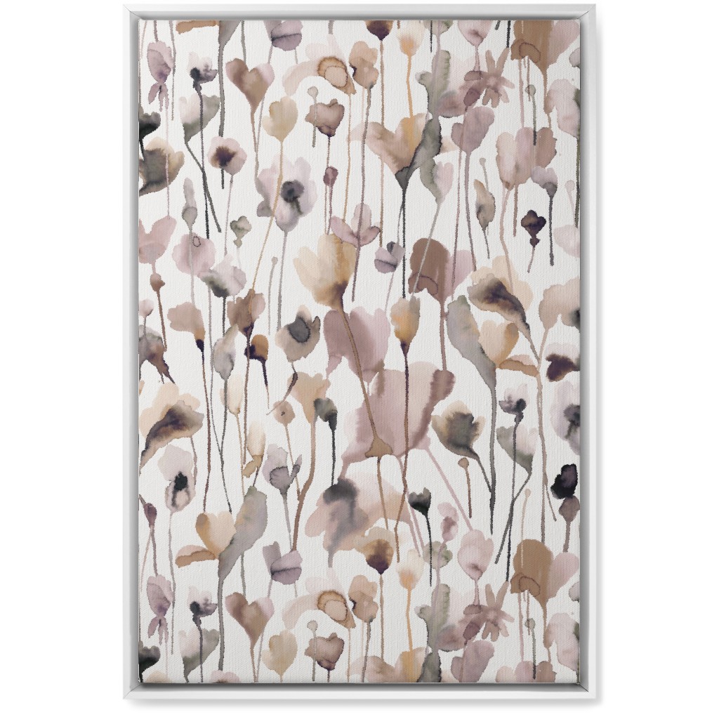 Watercolor Wild Rustic Flowers - Neutral Wall Art, White, Single piece, Canvas, 20x30, Brown