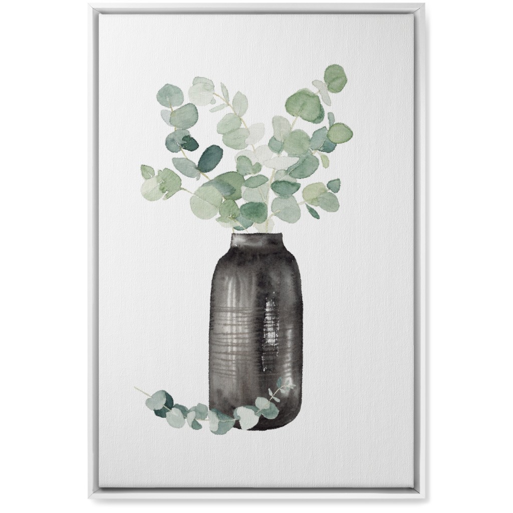 Eucalyptus in a Vase - Green Wall Art, White, Single piece, Canvas, 20x30, Green, Classic Green