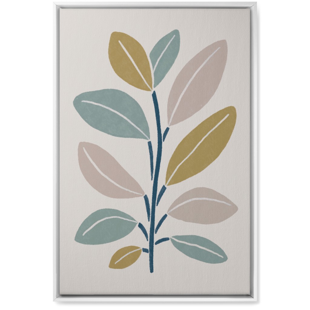 Plant Branch Wall Art, White, Single piece, Canvas, 20x30, Beige, Garden