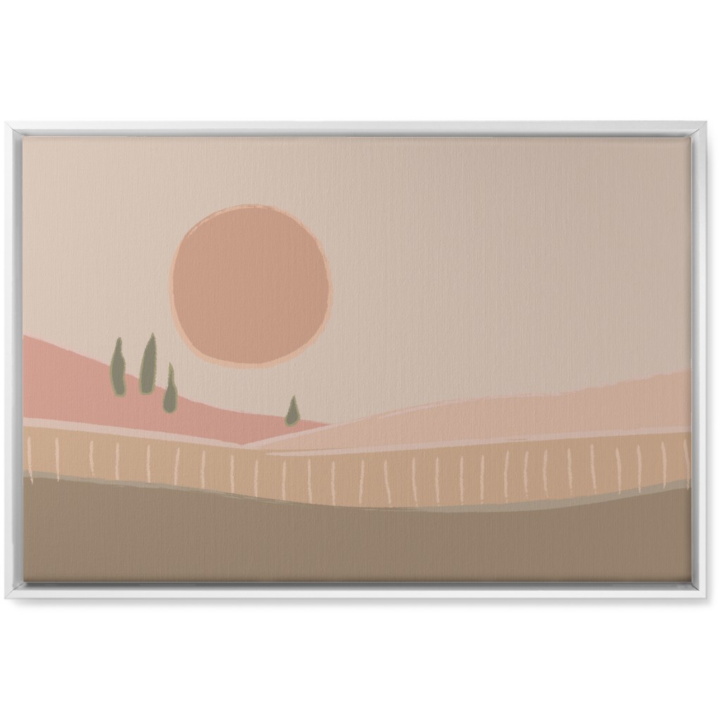 Simple Landscape Wall Art, White, Single piece, Canvas, 20x30, Pink, Sand