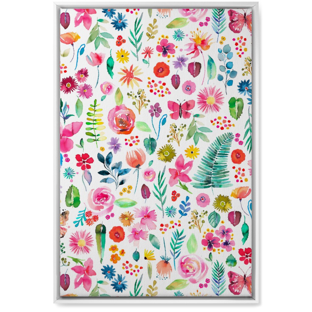 Colorful Botanical Plants - Multi Wall Art, White, Single piece, Canvas, 20x30, Multicolor