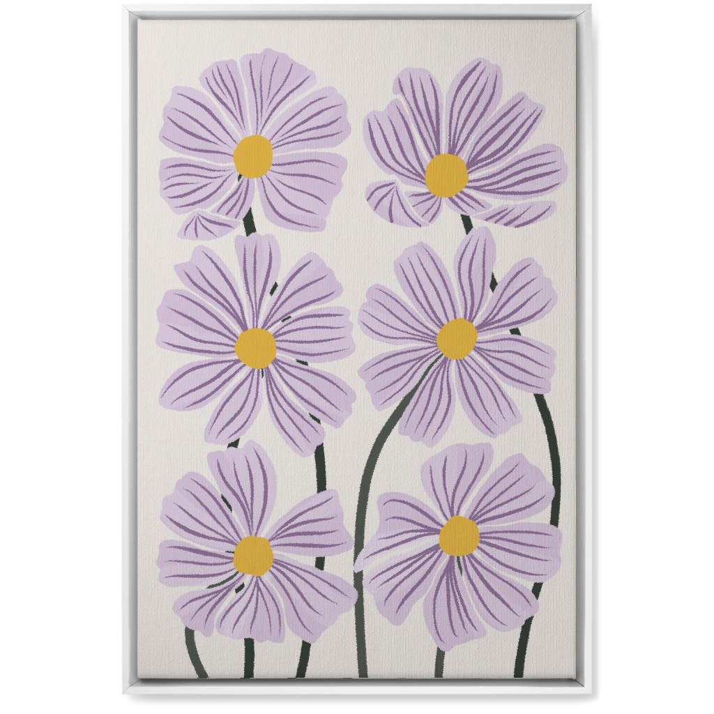 Botanical Cosmos Flowers Wall Art, White, Single piece, Canvas, 20x30, Purple