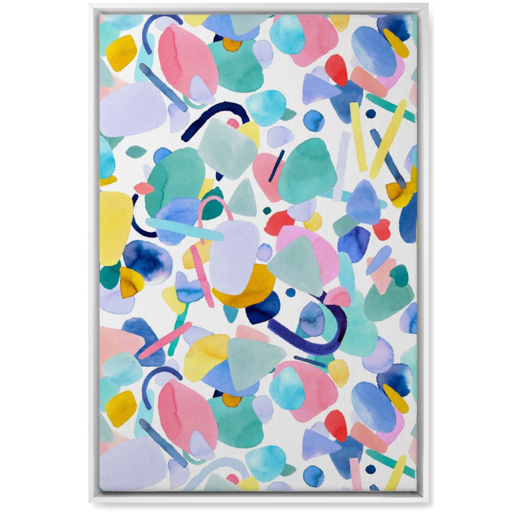 Abstract Geometric Shapes - Multi Wall Art, White, Single piece, Canvas, 20x30, Multicolor