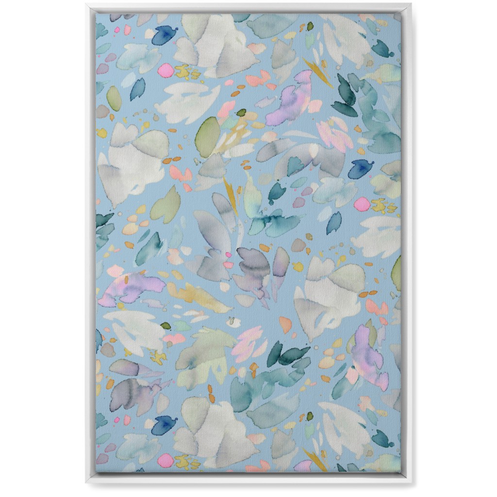 Abstract Petal Flowering Wall Art, White, Single piece, Canvas, 20x30, Blue