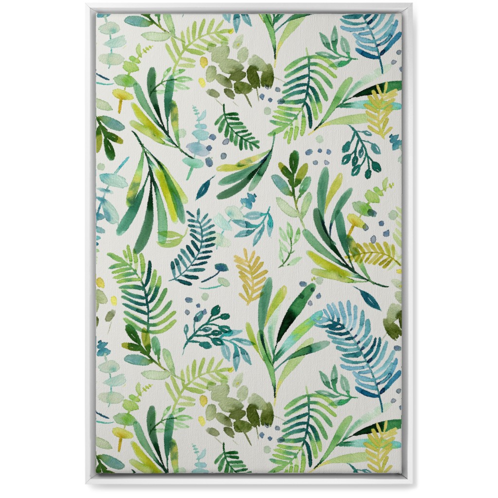 Tuscany Leaves - Green Wall Art, White, Single piece, Canvas, 20x30, Green