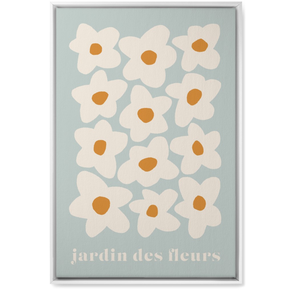 Botanical Graphic Retro Flower Garden Wall Art, White, Single piece, Canvas, 20x30, Blue, Heaven
