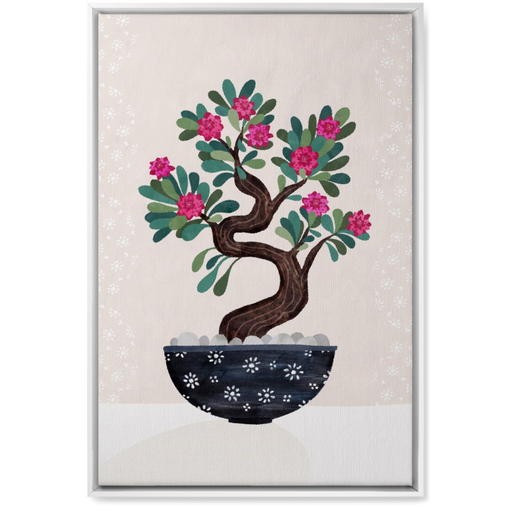 Bonsai - Pink Wall Art, White, Single piece, Canvas, 20x30, Pink, Bright Pink