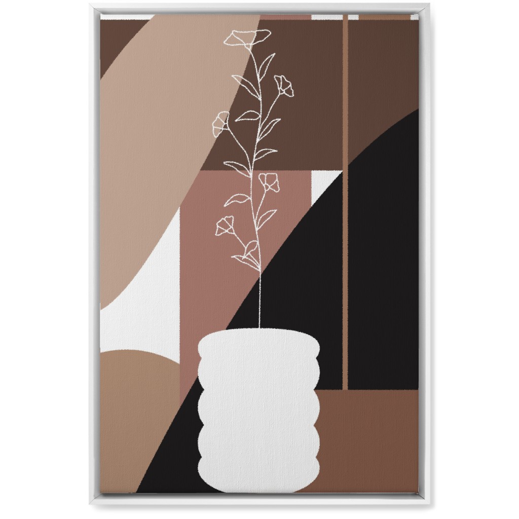 Botanical Abstract Shapes - Neutral Wall Art, White, Single piece, Canvas, 20x30, Beige, Pearl