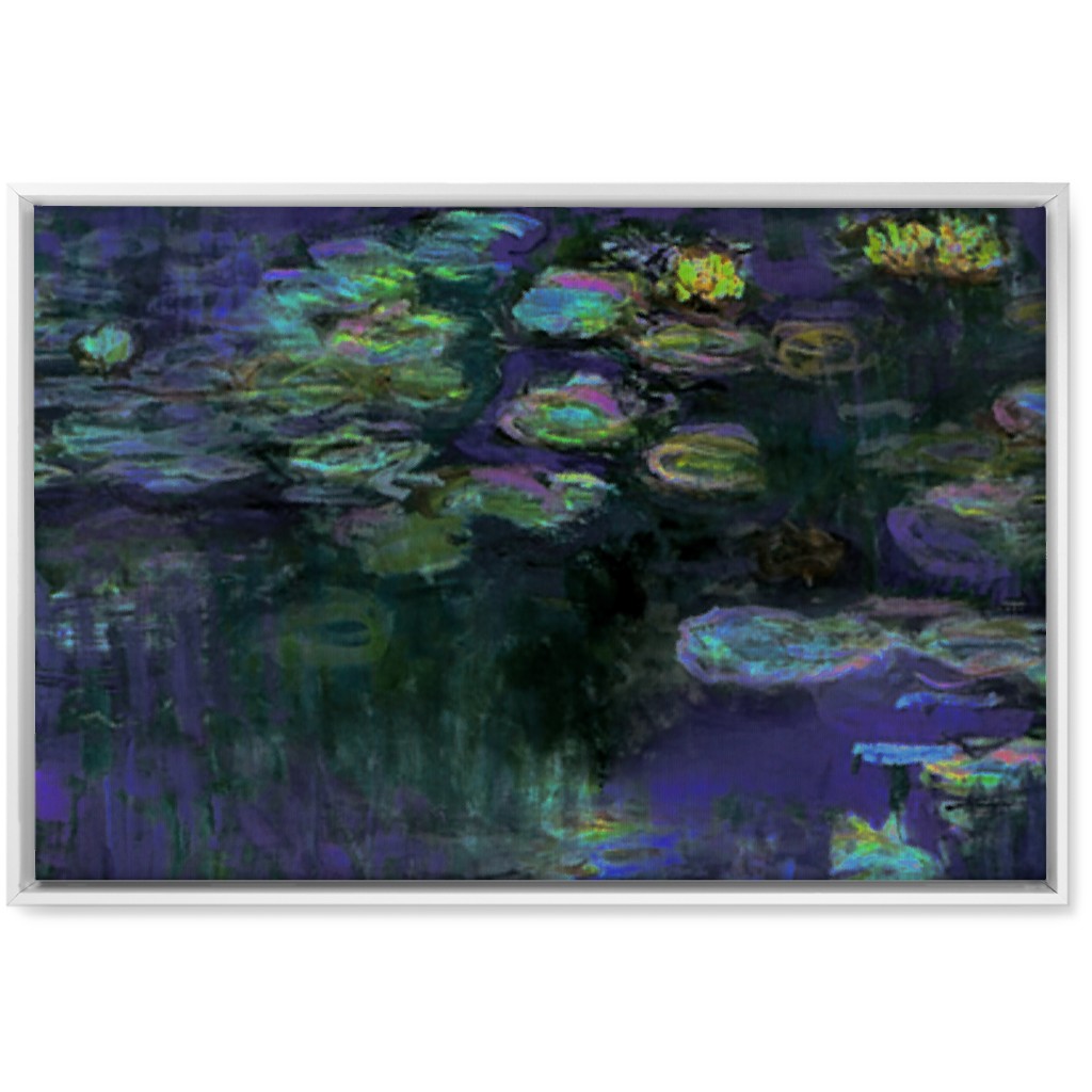Claude Monet Waterlilies At Night Wall Art, White, Single piece, Canvas, 20x30, Blue