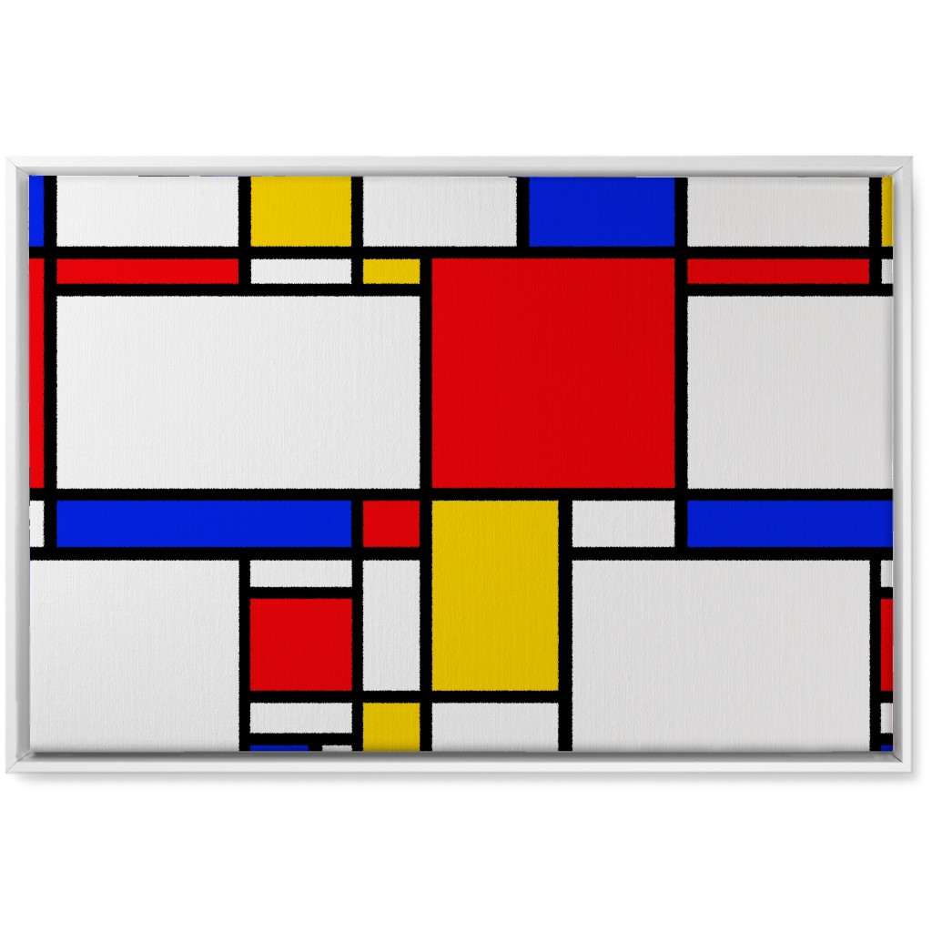 Mondrian Wall Art, White, Single piece, Canvas, 20x30, Multicolor