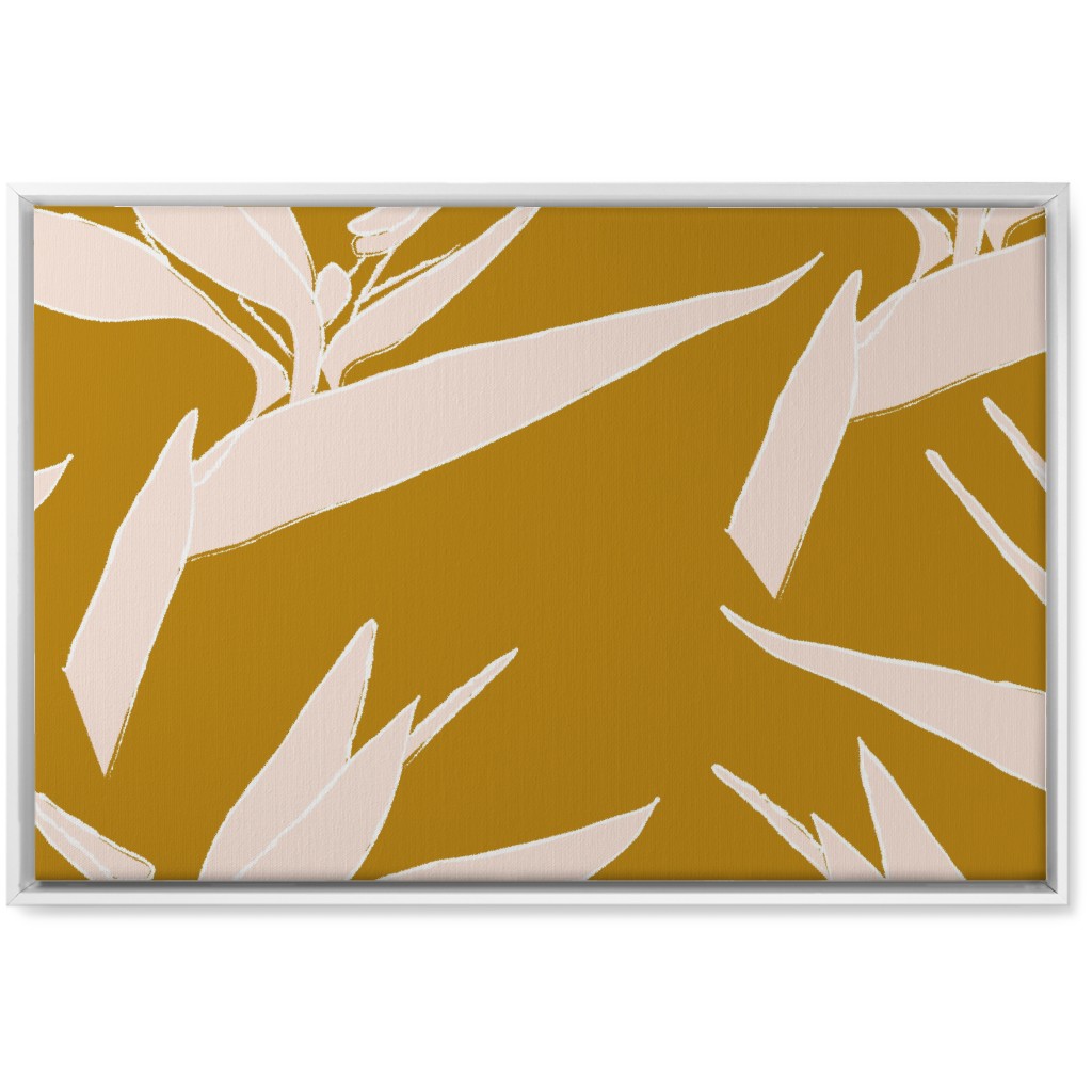 Birds of Paradise - Mustard and Pale Peach Wall Art, White, Single piece, Canvas, 20x30, Yellow, Classic Yellow