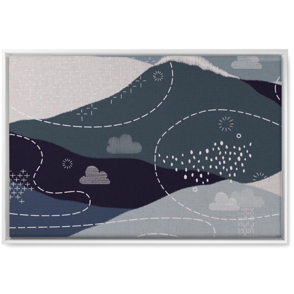 Ever Blue Mountains - Blue Wall Art, White, Single piece, Canvas, 20x30, Blue, True Blue