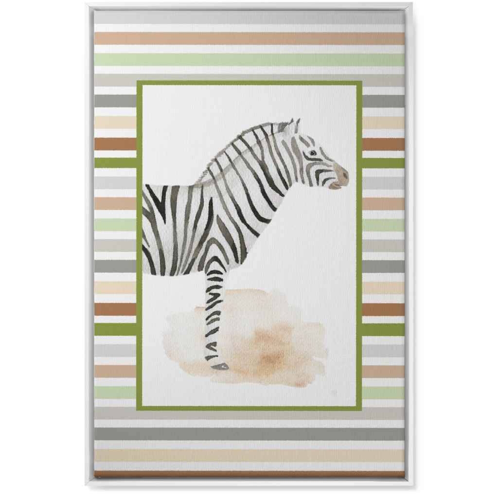 Jungle Safari Animals and Stripes - Zebra Wall Art, White, Single piece, Canvas, 24x36, Multicolor