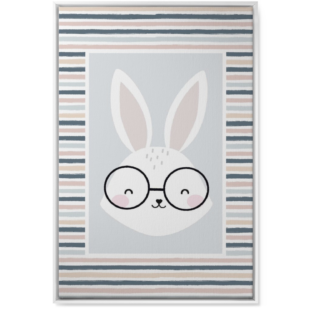 Spring Baby Boy Bunny - Neutral Soft Palette Wall Art, White, Single piece, Canvas, 24x36, Blue, True Blue