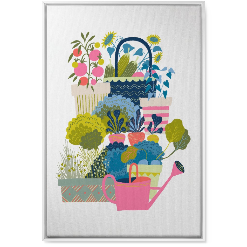 Growing Herbs and Flower Gardens - Multi Wall Art, White, Single piece, Canvas, 24x36, Multicolor