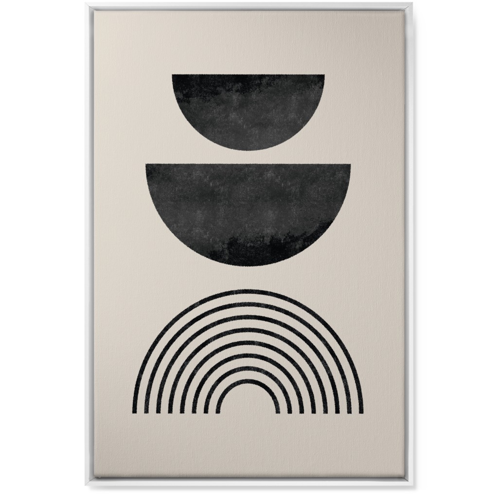 Minimal Geometric and Rainbow - Neutral Wall Art, White, Single piece, Canvas, 24x36, Beige, Pearl